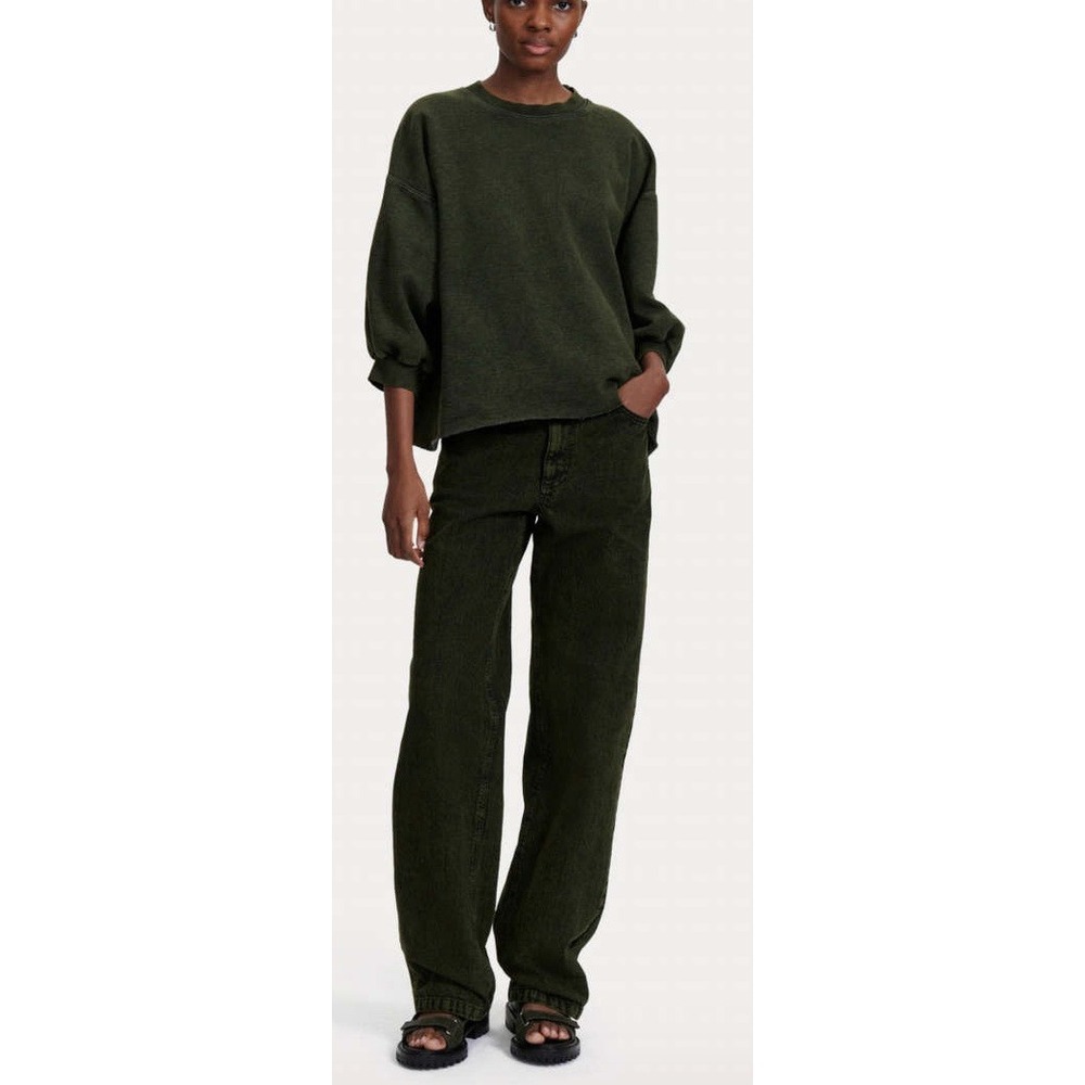 Rachel Comey Fond Sweatshirt in Acid Wash Olive Balloon Sleeve XS/S